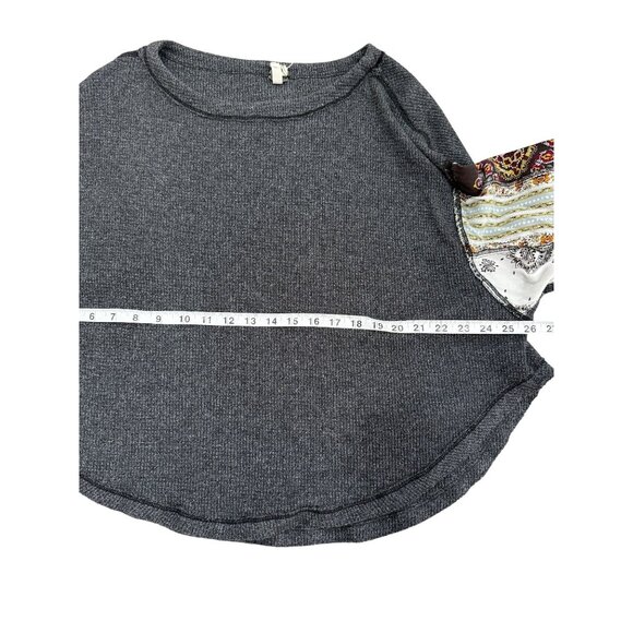 Free People Grey Blossom Thermal Top Boho Womens Size M - Picture 6 of 8